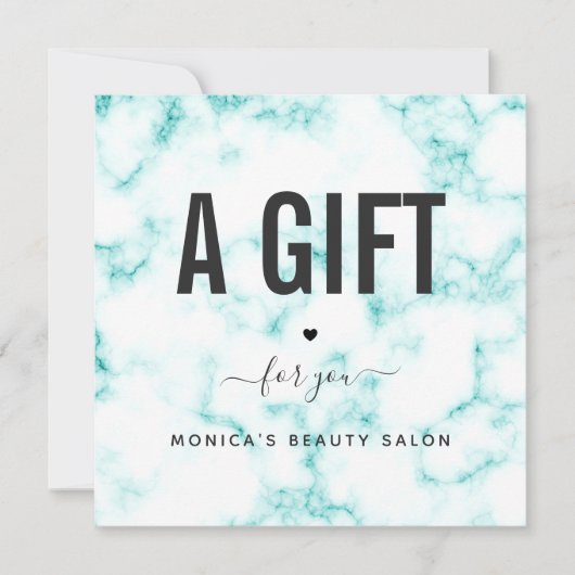 Elegant Classy Turquoise Marble Beauty Salon Logo (Voorkant)