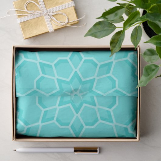 Elegant Classy Turquoise Mosaic Geometric Pattern Tissuepapier (Geschenk)