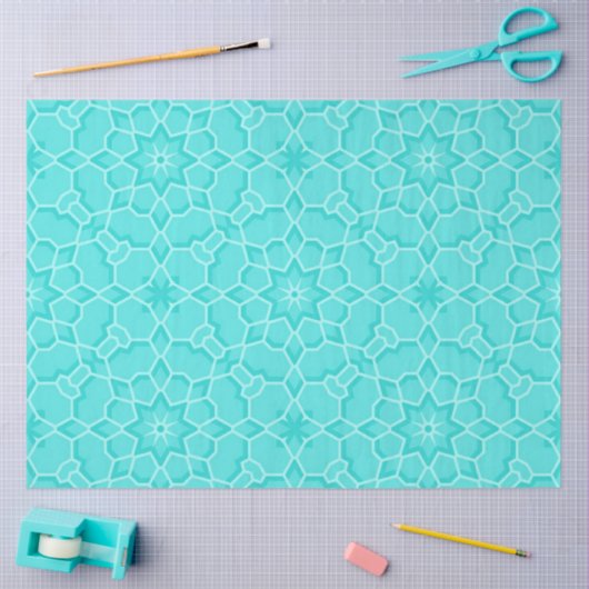 Elegant Classy Turquoise Mosaic Geometric Pattern Tissuepapier (Craft)