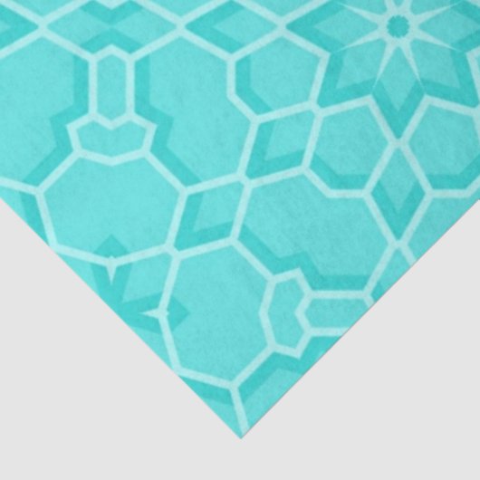Elegant Classy Turquoise Mosaic Geometric Pattern Tissuepapier (Detail)