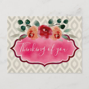 Elegant Classy Waterverf Floral Lijst Bouquet Briefkaart