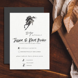 Elegant Classy Waterverf Horse Equestrian Wedding RSVP Kaartje