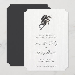 Elegant Classy Waterverf Horse Equestrian Wedding Save The Date