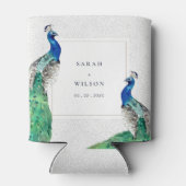 Elegant Classy Waterverf Peacock Wedding Blikjeskoeler (Achterkant)