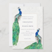 Elegant Classy  Waterverf Peacock Wedding Kaart (Voorkant)