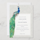 Elegant Classy  Waterverf Peacock Wedding Kaart (Voorkant)