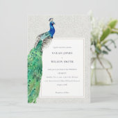 Elegant Classy  Waterverf Peacock Wedding Kaart (Staand voorkant)