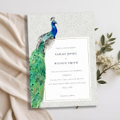 Elegant Classy  Waterverf Peacock Wedding Kaart