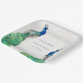 Elegant Classy  Waterverf Peacock Wedding Papieren Bordje (Gebogen)