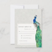 Elegant Classy Waterverf Peacock Wedding RSVP Kaartje (Voorkant)