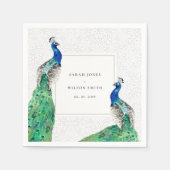 Elegant Classy  Waterverf Peacock Wedding Servet (Voorkant)