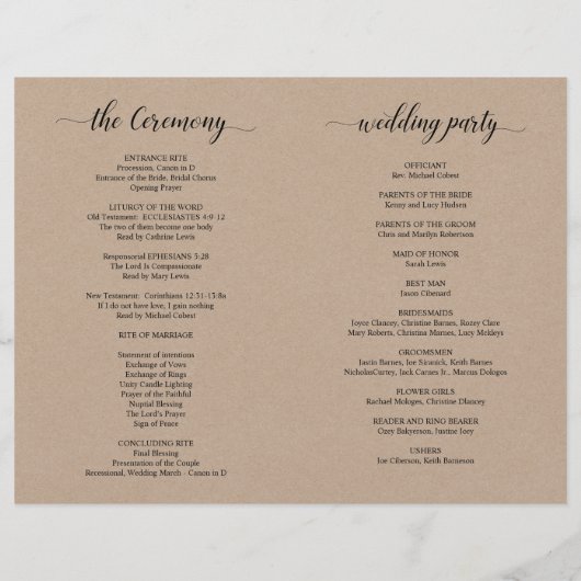 Elegant Classy Wedding Ceremony Foldable Program (Achterkant)