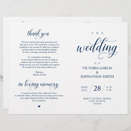Elegant Classy Wedding Ceremony Foldable Program (Voorkant / Achterkant)