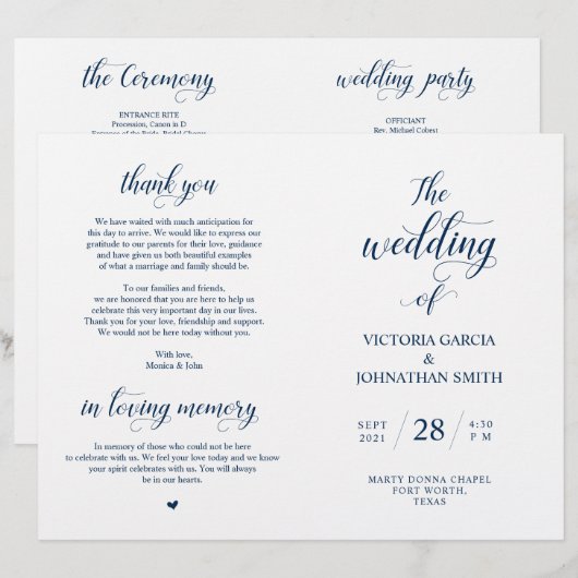 Elegant Classy Wedding Ceremony Foldable Program (Voorkant / Achterkant)