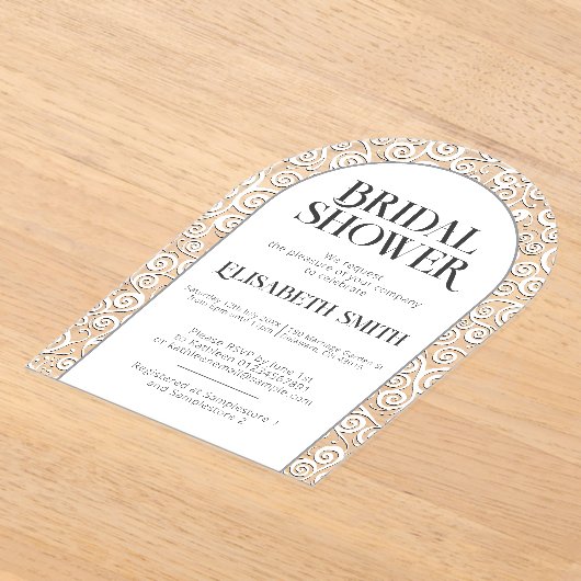 Elegant Classy White Flourish Winter Vrijgezellenf Acryl Uitnodigingen (Laagn)