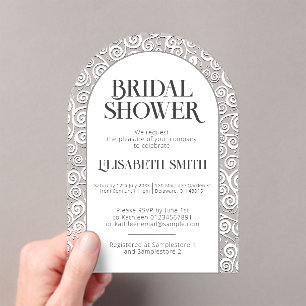 Elegant Classy White Flourish Winter Vrijgezellenf Acryl Uitnodigingen