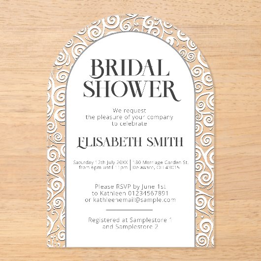 Elegant Classy White Flourish Winter Vrijgezellenf Acryl Uitnodigingen (Voorkant)