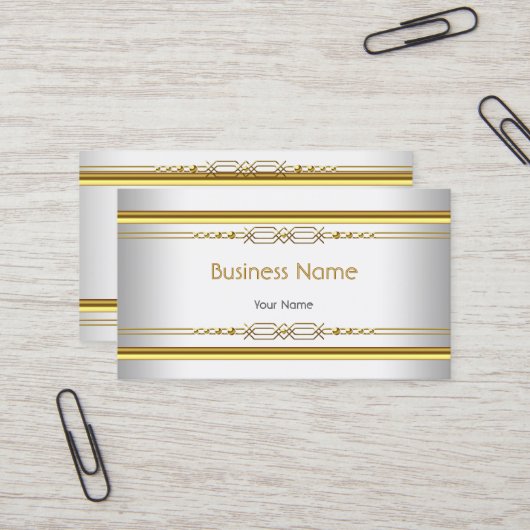 Elegant Classy White Gold Bedrijfsprofiel Visitekaartje (Voorkant / Achterkant in situ)