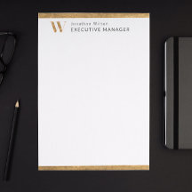 Elegant Classy White & Gold-gepersonaliseerd monog