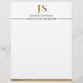 Elegant Classy White & Gold-gepersonaliseerd monog Briefhoofd (Voorkant)