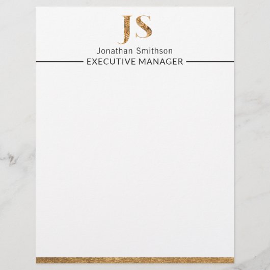 Elegant Classy White & Gold-gepersonaliseerd monog Briefhoofd (Voorkant)