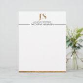 Elegant Classy White & Gold-gepersonaliseerd monog Briefhoofd (Staand voorkant)