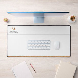 Elegant Classy White & Gold-gepersonaliseerd monog Bureaumat