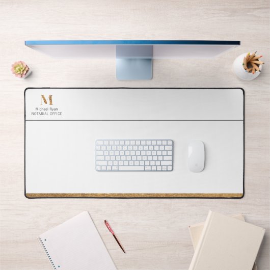 Elegant Classy White & Gold-gepersonaliseerd monog Bureaumat (Kantoor 1)