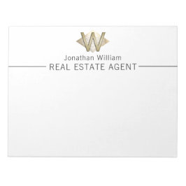 Elegant Classy White & Gold-gepersonaliseerd monog Notitieblok