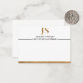 Elegant Classy White & Gold-gepersonaliseerd monog Notitiekaartje (Voorkant / Achterkant in situ)