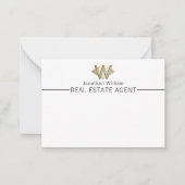 Elegant Classy White & Gold-gepersonaliseerd monog Notitiekaartje (Voorkant)