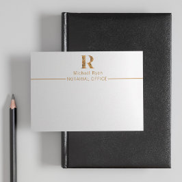 Elegant Classy White & Gold-gepersonaliseerd monog Notitiekaartje