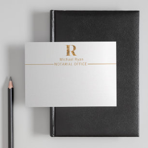 Elegant Classy White & Gold-gepersonaliseerd monog Notitiekaartje