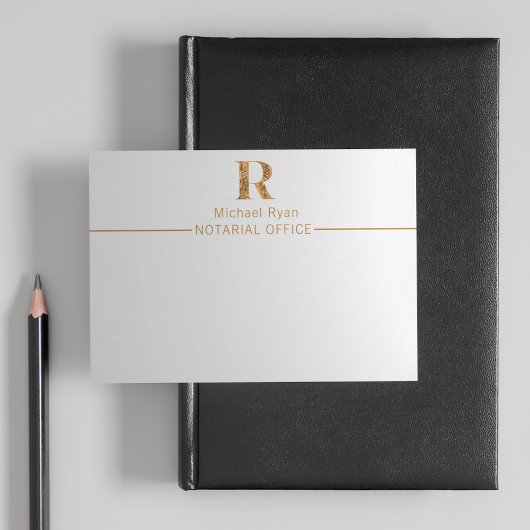 Elegant Classy White & Gold-gepersonaliseerd monog Notitiekaartje