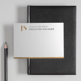 Elegant Classy White & Gold-gepersonaliseerd monog Notitiekaartje