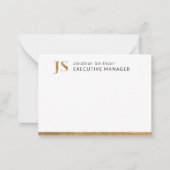 Elegant Classy White & Gold-gepersonaliseerd monog Notitiekaartje (Voorkant)