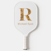 Elegant Classy White & Gold-gepersonaliseerd monog Pickleball Paddle (Achterkant)