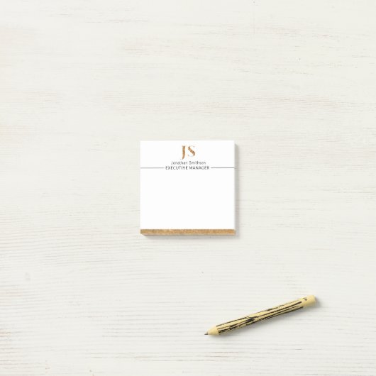 Elegant Classy White & Gold-gepersonaliseerd monog Post-it® Notes (Op bureau)
