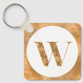 Elegant Classy White & Gold-gepersonaliseerd monog Sleutelhanger (Voorkant)