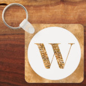 Elegant Classy White & Gold-gepersonaliseerd monog Sleutelhanger (Voorkant)