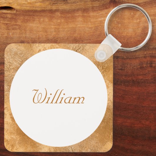 Elegant Classy White & Gold-gepersonaliseerd monog Sleutelhanger (Achterkant)