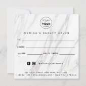 Elegant Classy White Marble Beauty Salon Logo Chic (Achterkant)