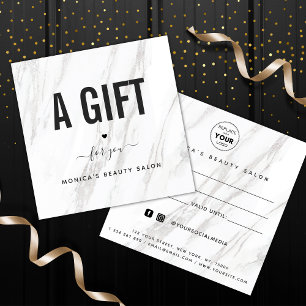 Elegant Classy White Marble Beauty Salon Logo Chic