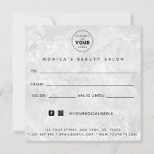 Elegant Classy White Marble Beauty Salon Logo Chic (Achterkant)