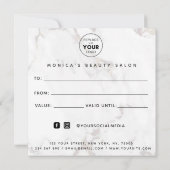 Elegant Classy White Marble Beauty Salon Logo Chic (Achterkant)