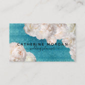 Elegant Classy White Peony Flowers Wedding Planner Visitekaartje (Voorkant)