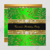 Elegant Classy Womans Damask Limoen Gold Birthday Kaart (Voorkant / Achterkant)