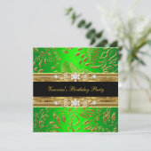 Elegant Classy Womans Damask Limoen Gold Birthday Kaart (Staand voorkant)