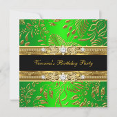 Elegant Classy Womans Damask Limoen Gold Birthday Kaart (Voorkant)