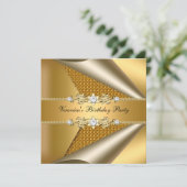 Elegant Classy Womans Gold Birthday Party Kaart (Staand voorkant)